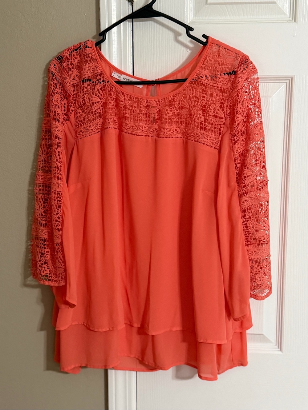 Maurices Coral Lace Yoke Layered Blouse